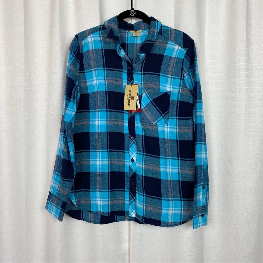 Woolrich Blue Plaid Button Up Shirt Sz.M NWT